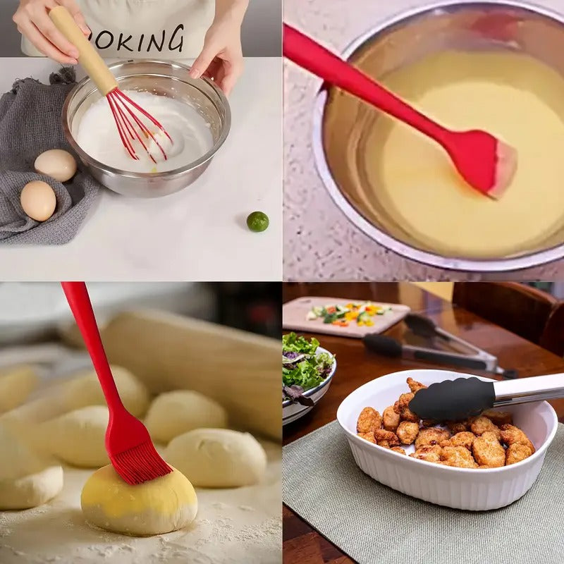 Four-layer Foldable Cooling Rack With Baking Tool Set - Stackable Oven Cookie Cake Drying Rack. BBQ Grill Mesh Tray For Camping, Kitchen Storage & Holiday Baking Gifts