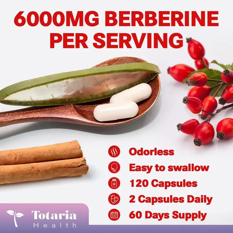 27-in-1 Berberine Supplement with Ceylon Cinnamon, Milk Thistle - Pure Berberine 6000mg - Berberine Plus for Immune,Liver & Gut Health, Supplements for Men & Women - 120 Caps