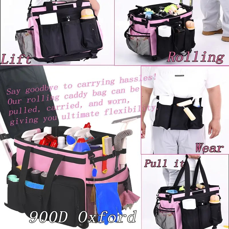 Large Rolling Tool Bag With Wheels, Tool Bags Organizer, With Telescopic Handle And Waterproof Cover, Storage Manager Toolbox For Camping, Construction Sites