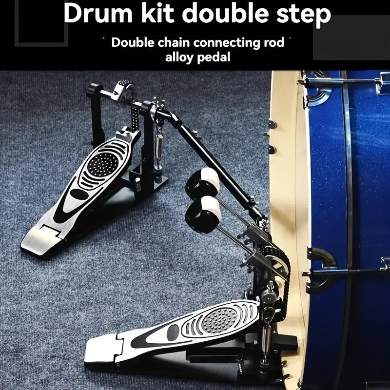 Double Bass Drum Pedals, Double Chain Drum Step on Hammer for Drum Set and Electronic Drums