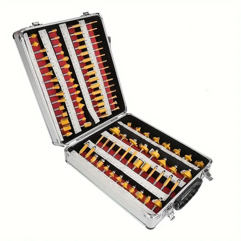 Precision Router Bit] 24/100pcs Precision Woodworking Router Bit Set | Multi-Purpose Carbide, 1/4 Handle, Easy to Hold | for Fine Milling And Carving, Woodworking Tools for Professional And Beginner Woodworkers