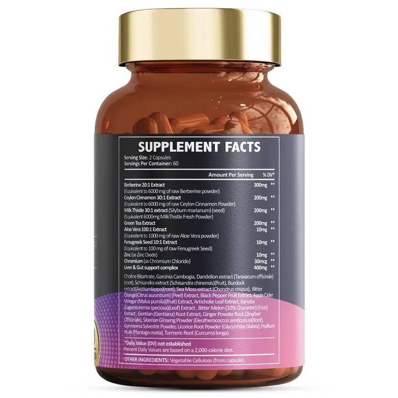 27-in-1 Berberine Supplement with Ceylon Cinnamon, Milk Thistle - Pure Berberine 6000mg - Berberine Plus for Immune,Liver & Gut Health, Supplements for Men & Women - 120 Caps