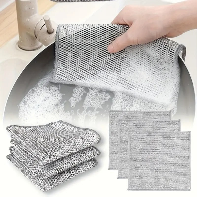 100pcs Scratch-Free Reusable & Washable Mesh Cleaning Cloths - Durable Polyester Blend for Kitchen, Bathroom, Outdoor - Gentle Grease & Dirt Removal, Multi-Surface Cloth Pads, Non -stick And Degreasing Cleaning Cloths