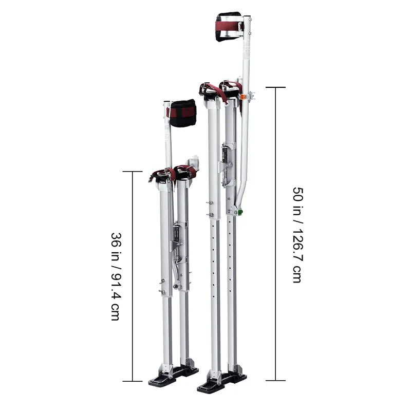 VEVOR Drywall Stilts, 36''-50'' Adjustable Aluminum Tool Stilts with Protective Knee Pads, Durable and Non-slip Work Stilts for Sheetrock Painting, Walking, Taping, Silver