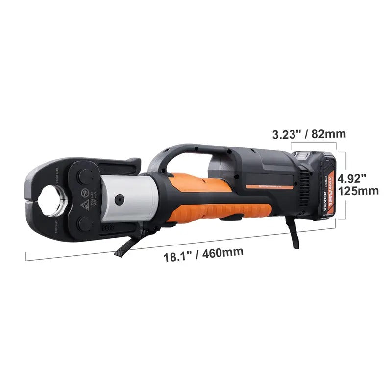 VEVOR Pro Press Tool, 18V Electric Pipe Crimping Tool for 1/2" to 2" Stainless Steel, Copper, PEX Pipes, Press Tool Kit with 6 Pro Press Jaws, 2pcs 4AH Battery, Fast Charger & Carrying Case