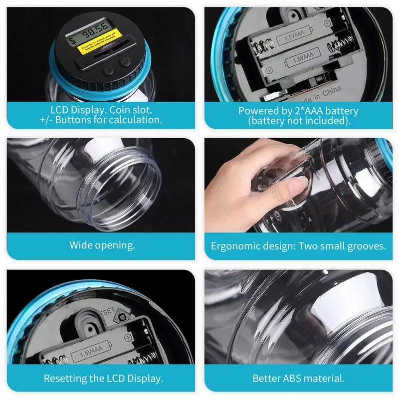 Piggy Bank, Counting Coin Bank, Digital Piggy Bank For Boys Kids, Money Saving Jar, Best Gift For Child, Designed For All US Coins Halloween/Thanksgiving Day/Christmas gift easter gift