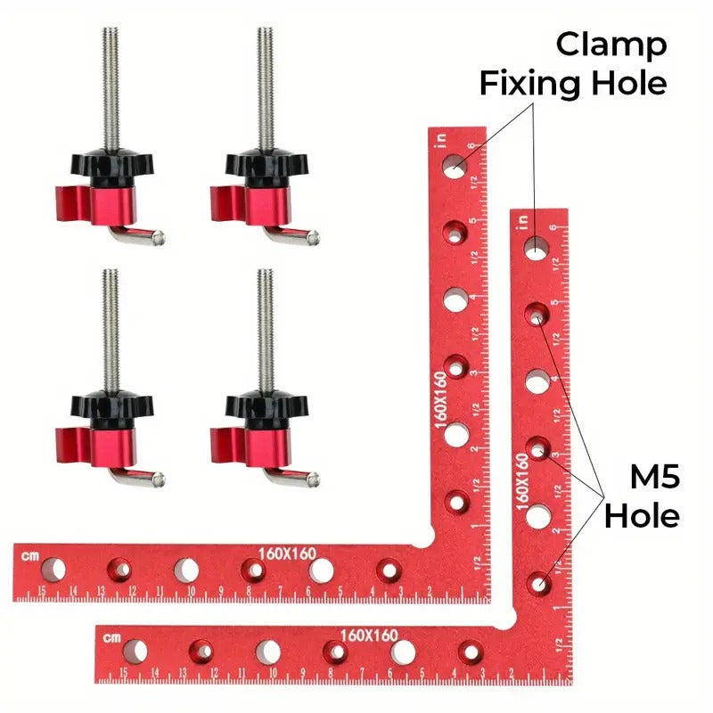 4pack 6.29inx6.29in Red 90-Degree Right Angle Clamp Set - 3/6pcs Woodworking Positioning Squares with Snap Closures and Removable Covers
