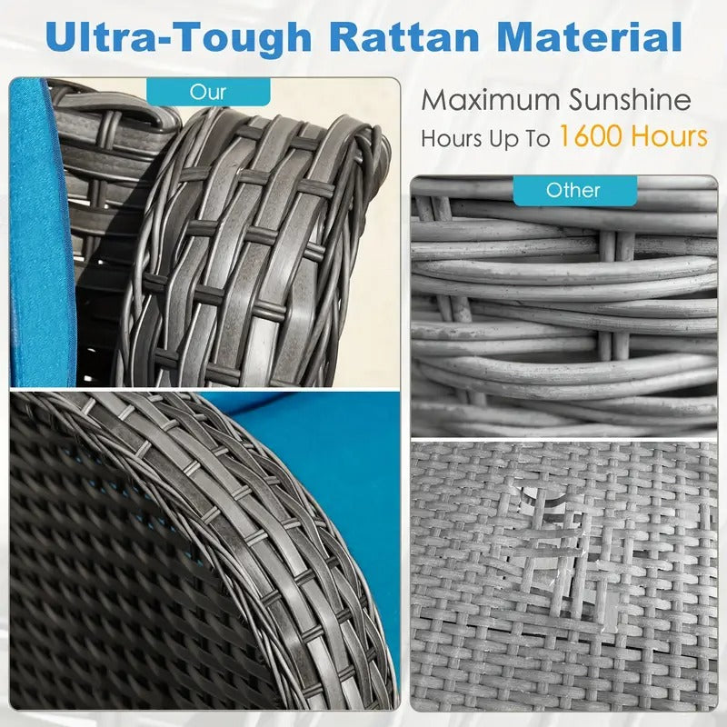 [3pcs Outdoor Patio Set] 3pcs Outdoor Patio Furniture Set | Rocking Chair, Chair Cushions, Wicker Bistro Table | Home & Garden Decor for Outside, Camping Accessories