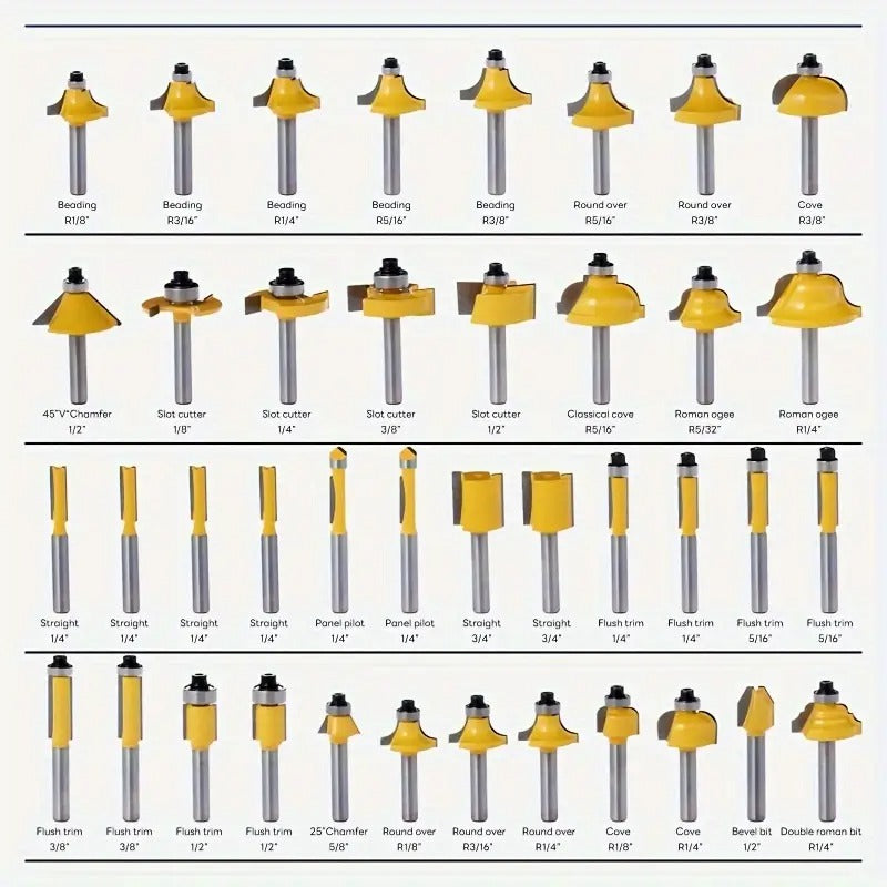 Precision Router Bit] 24/100pcs Precision Woodworking Router Bit Set | Multi-Purpose Carbide, 1/4 Handle, Easy to Hold | for Fine Milling And Carving, Woodworking Tools for Professional And Beginner Woodworkers