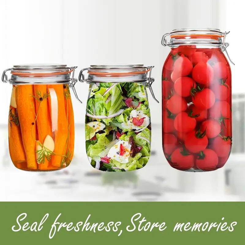 3pcs Half-Gallon Glass Mason Jars with Airtight Lids, 64-Ounce Wide Mouth for Pickling, Canning, and Food Storage – Perfect for Tomatoes, Beans, and Olives – Freezer Safe & Reusable