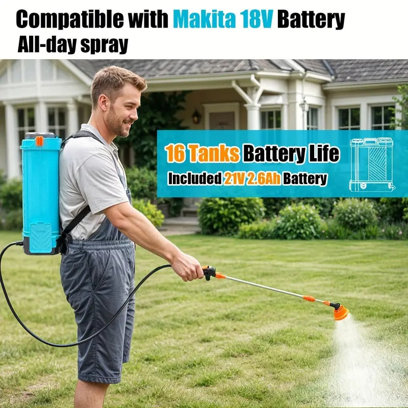 4 Gallon Battery Powered Backpack Sprayer, 100 PSI Adjustable Pressure Sprayer, Weed Yard Sprayer With Telescopic Wand, 5 Nozzles, 2.6 Ah Battery & Charger Included