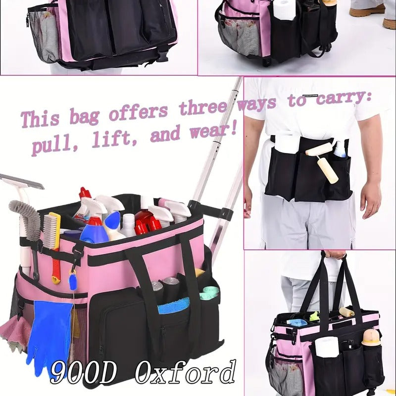 Large Rolling Tool Bag With Wheels, Tool Bags Organizer, With Telescopic Handle And Waterproof Cover, Storage Manager Toolbox For Camping, Construction Sites