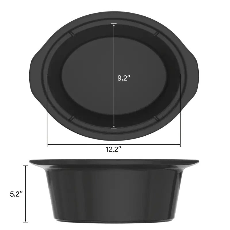 1pc 7 Quart Slow Cooker Oval Manual Pot with 3 Cooking Settings for Holiday Feast, Family Dinner, Stainless Steel Fashion Style