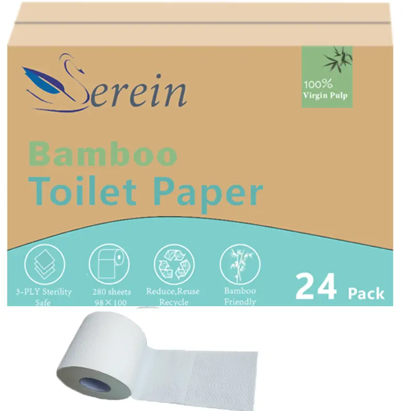 Super Abundance, 24 Rolls Per Box, Extremely Cost-Effective, Tough Yet Skin-Friendly y Toilet Paper100% Bamboo,300 Sheets,Toilet Paper,Pack of 24 Roll, (Pack of 24 Roll)3-Ply.