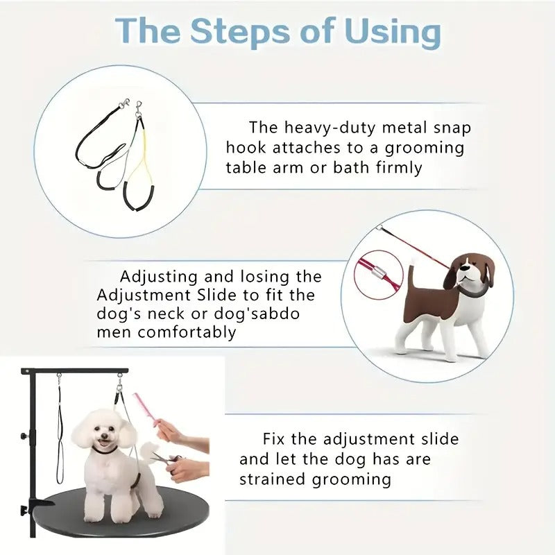 SENMEO 35" Flexible Grooming Arm for Dogs & Cats - Quick-Fold & Carry Design, Secure Loop to Prevent Escapes, Clamp-On Pet Grooming Table Arm with Ergonomic Handle for Small