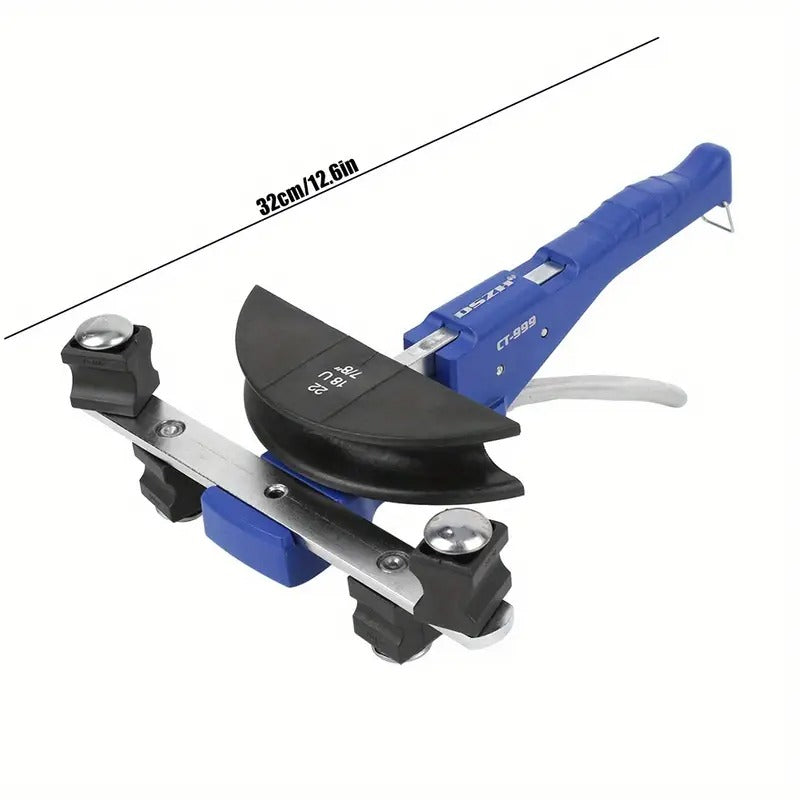 Pipe Tube Bender, 1/4" to 7/8" OD Manual Pipe Tube Bender with 7 Bending Dies, 180° Copper Aluminum Pipes Bending Tools Bending Machine Pipe Cutter Mechanical Ratchet Bow‑Type with Fiber Wheel