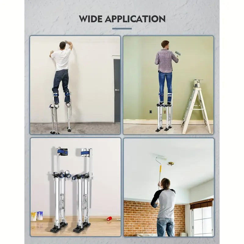 GCSSJ 24''-40'' Adjustable Aluminum Drywall Stilts for Adults with Protective Knee Pads - Ergonomic Work Platform, Lightweight & Sturdy for Sheetrock, Ceiling Painting, Pruning, Cleaning, Aluminum Stilts, Versatile Painting