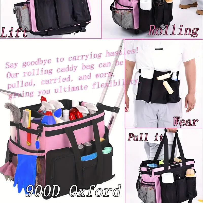 Large Rolling Tool Bag With Wheels, Tool Bags Organizer, With Telescopic Handle And Waterproof Cover, Storage Manager Toolbox For Camping, Construction Sites