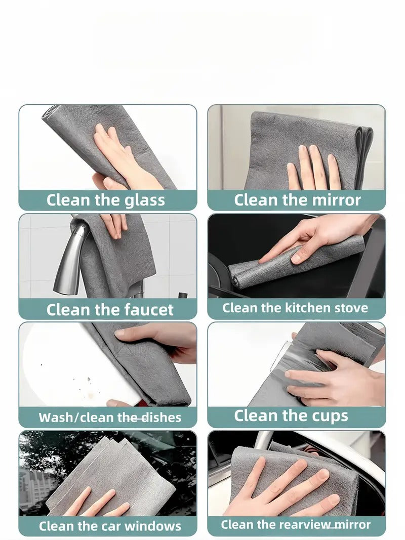 5-Pack Magic Cleaning Cloths - Streak-Free Glass & Mirror Cleaner, Ultra-Absorbent Microfiber for Home, Car, and Bathroom, Purple Floral Pattern,