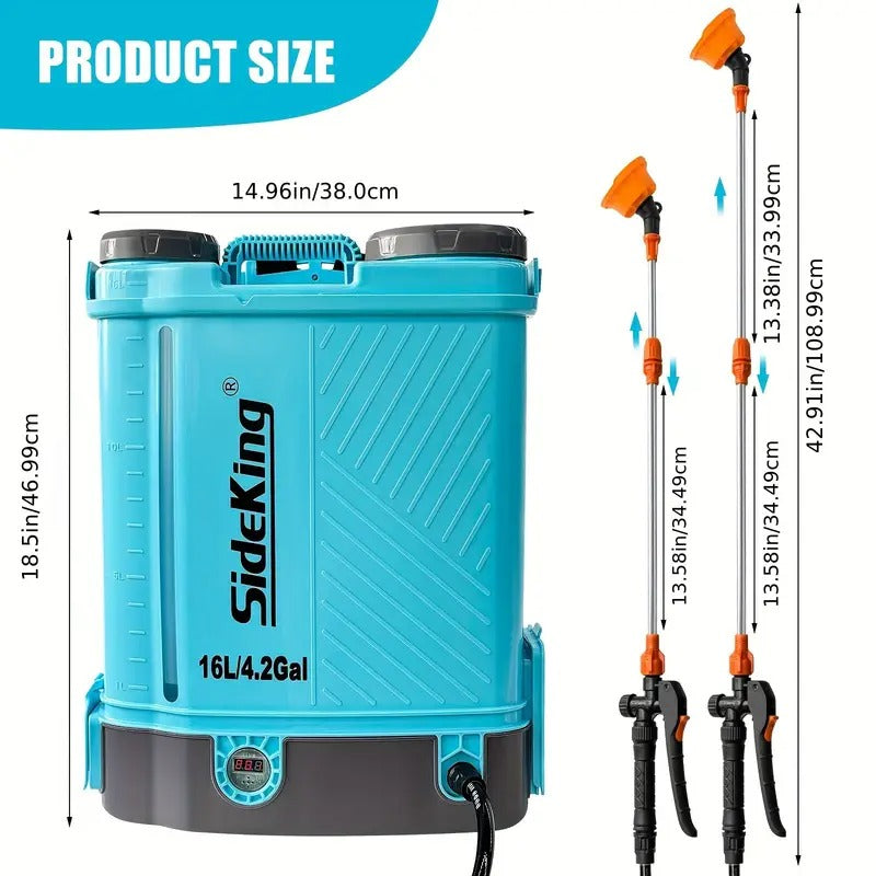 4 Gallon Battery Powered Backpack Sprayer, 100 PSI Adjustable Pressure Sprayer, Weed Yard Sprayer With Telescopic Wand, 5 Nozzles, 2.6 Ah Battery & Charger Included