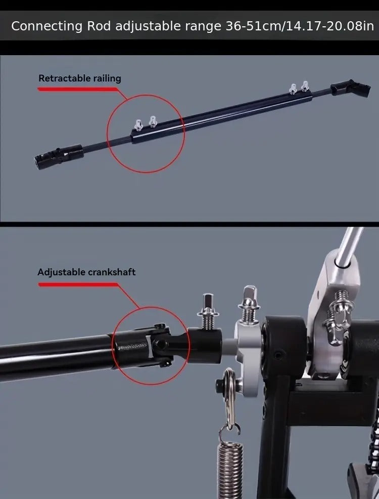 Double Bass Drum Pedals, Double Chain Drum Step on Hammer for Drum Set and Electronic Drums