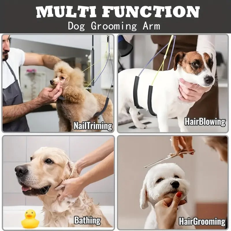 SENMEO 35" Flexible Grooming Arm for Dogs & Cats - Quick-Fold & Carry Design, Secure Loop to Prevent Escapes, Clamp-On Pet Grooming Table Arm with Ergonomic Handle for Small