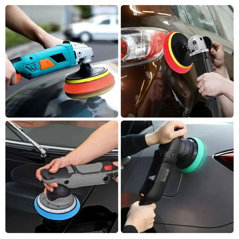 5pcs Sponge Rubber Polishing Disc Set, 6-Inch Beveled Edge Foam Buffing Pads For Automotive Detailing, Fine Grit Wheel Tools For Car Shine Enhancement And Sanding