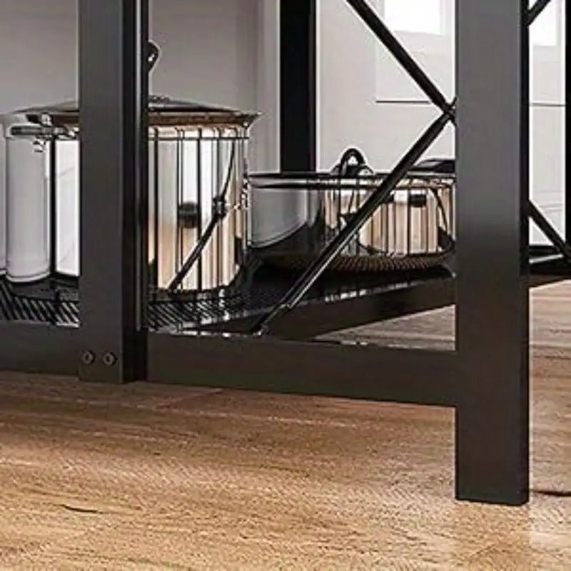 Kitchen Island, Bakers Rack, Island Table for Kitchen, 3 Tier Microwave Stand Oven Shelf with Storage, Large Coffee Bar Table, Storage Shelf for Kitchen Dining Room Living Room, 5 Hooks, 42"*28"*72"