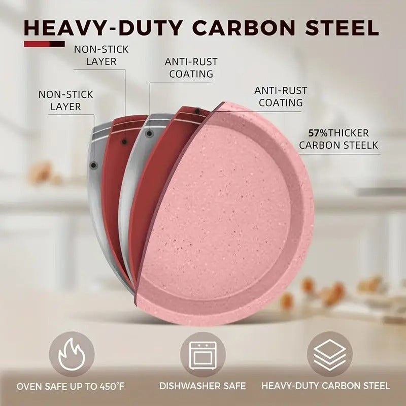 10pcs Pink Baking Pans Set Nonstick Bakeware Sets With Round/Square Cake Pan, Muffin Pan, Loaf Pan, Roast Pan, Cookie Sheet Set For Oven, Kitchen Baking Supplies