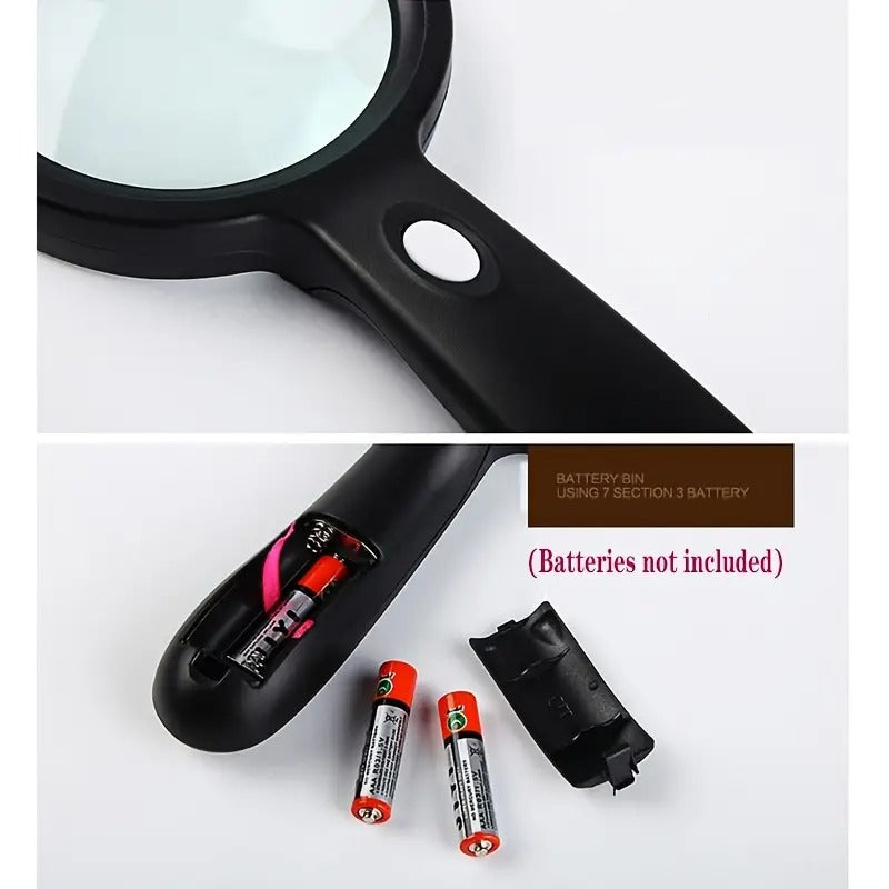 Lighted Magnifying Glass-10X Hand Held Large Reading Magnifying Glasses With 12 LED Illuminated Light For Seniors, Repair, Coins, Reading Magnifier For The Elderly