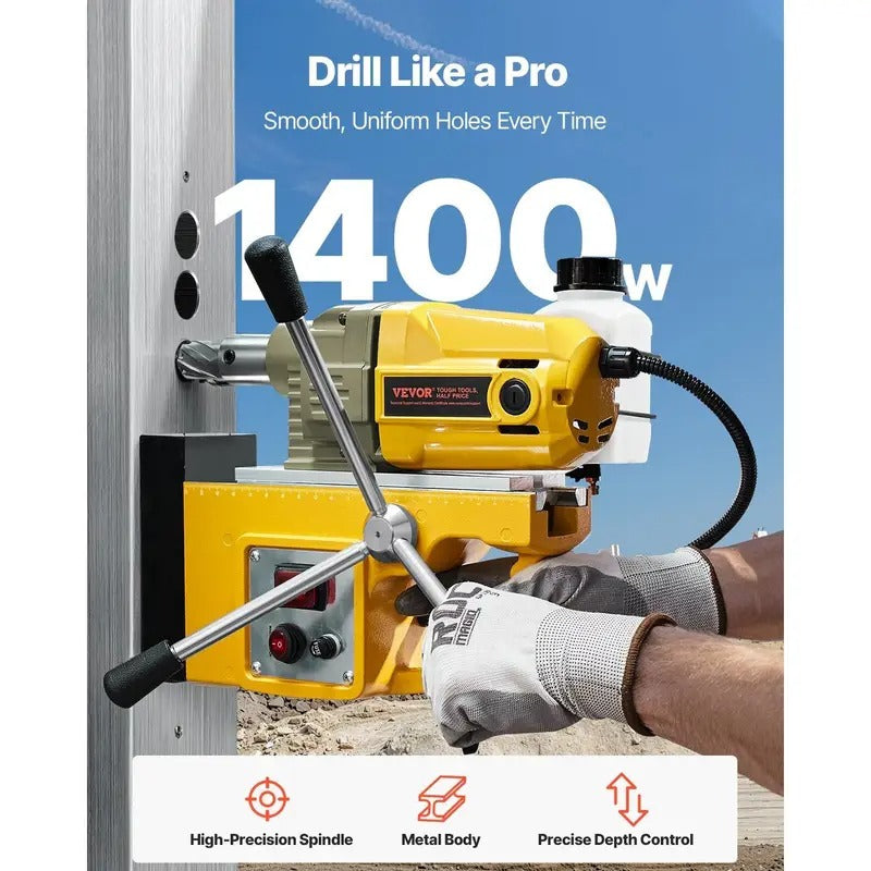VEVOR Magnetic Drill 1400W 2810 lbf Mag Drill Press 1.6 in Boring Diameter 800 RPM