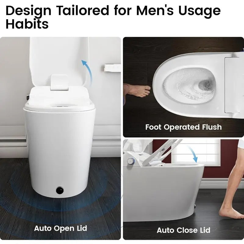 Smart Toilet with Built-In Bidet, Auto Open and Close Lid, Heated Seat, Warm Air Dryer, Night Light, 1.06 GPF Powerful Auto Flush and Blackout Flush, Easy Operation by Knob, Remote, Kick Button
