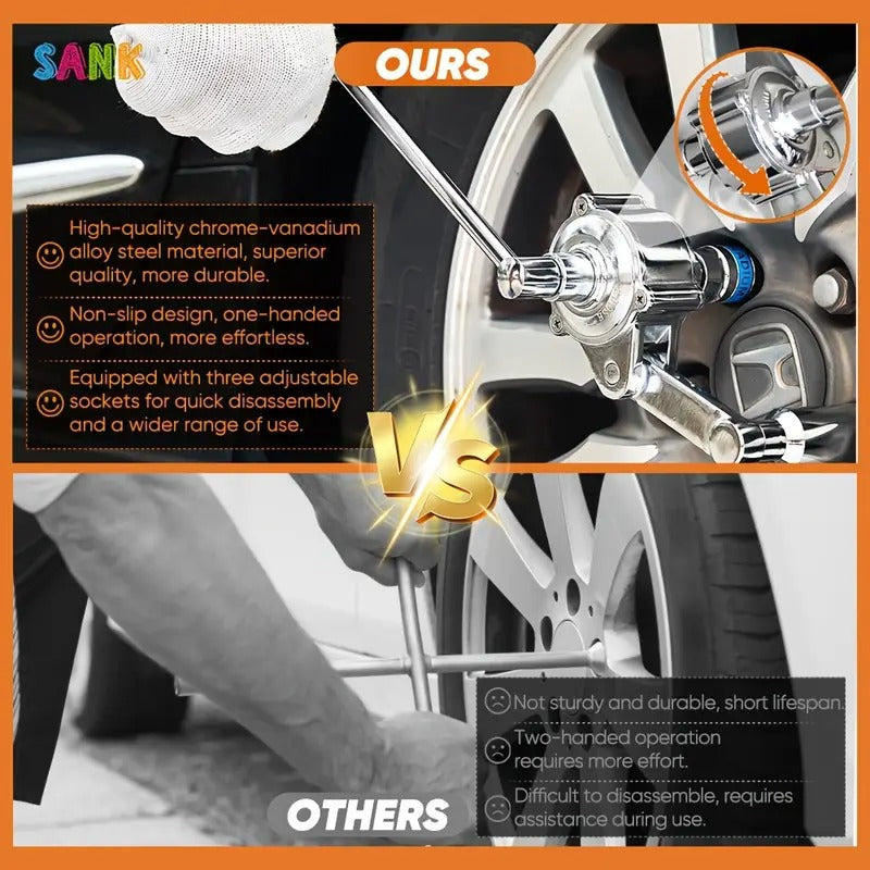 [Heavy Duty Wrench] SANK Torque Multiplier Wrench, Heavy Duty 1:20 Labor Saving Wrench | 17mm/19mm/21mm Sockets, Extension Wrench Set for Loosening Car Tire Lug Nuts,