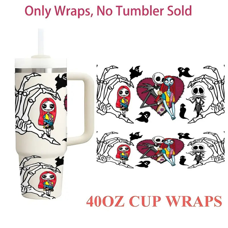 1pc Inspiration Design The Nightmare Before Christmas 40oz UV DTF Transfer Stickers for 16oz Glass Cups & Mugs - High-Quality, Waterproof, Self-Adhesive Decals, Transfer Stickers|Vibrant Decals|Durable Decals, Transfer Stickers