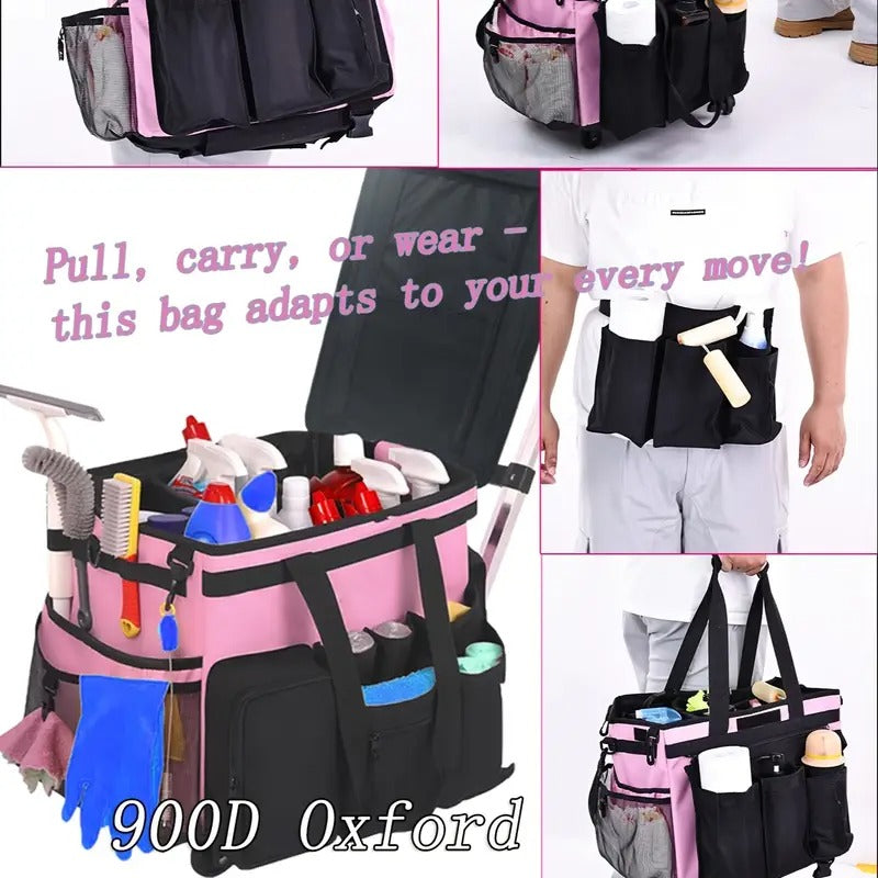 Large Rolling Tool Bag With Wheels, Tool Bags Organizer, With Telescopic Handle And Waterproof Cover, Storage Manager Toolbox For Camping, Construction Sites