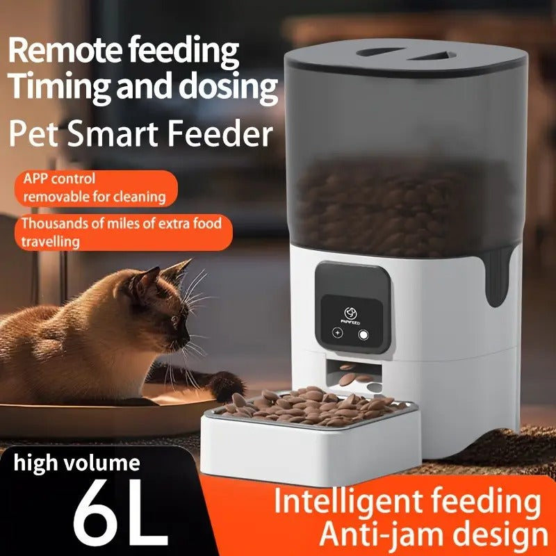 6L PAPIFEED Automatic Pet Feeder - Intelligent WiFi Timing Dosing Cat Dog Food Feeder