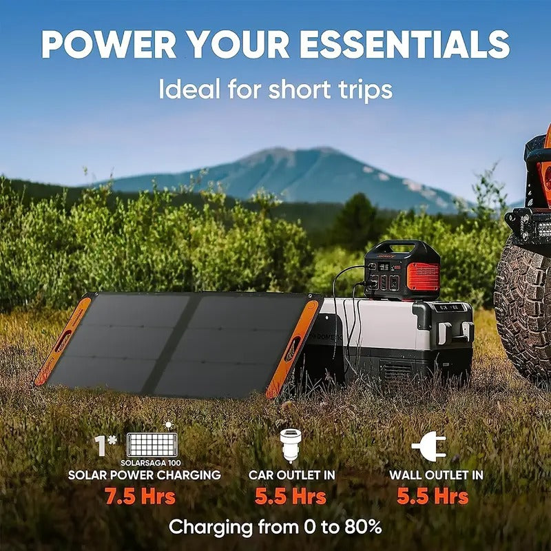 Jackery SolarSaga 100W Bifacial Portable Solar Panel For Explorer 240/300/500/1000/1500 Power Stations, Foldable Solar Cell Solar Charger With USB Outputs For Phones, Rooftops, Outdoor Camping And RVs