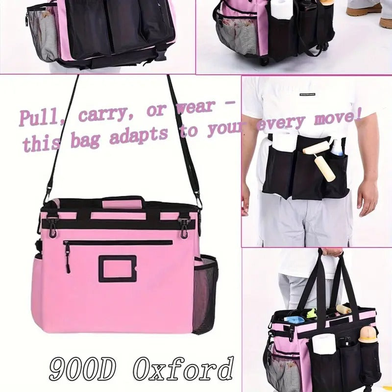 Large Rolling Tool Bag With Wheels, Tool Bags Organizer, With Telescopic Handle And Waterproof Cover, Storage Manager Toolbox For Camping, Construction Sites