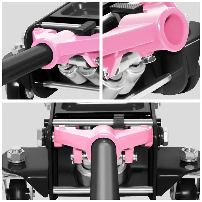 DNA Motoring Floor Jack 4 Ton (8000 lbs) Capacity, Fast Lift Low Profile Hydraulic Trolley Jack, Steel Heavy-Duty Service Car Jack, Lifting Range 4.5"-20", Pink