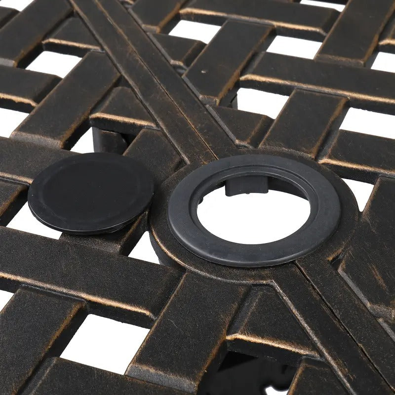 59" Heavy-Duty Cast Aluminum Outdoor Dining Table - Rust & Weather Resistant, Quick-Release Design for Garden, Backyard, Patio - Black, Patio Dining Table, Backyard Furniture, Modern Patio Furniture, Durable Patio Furniture