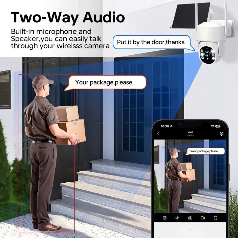 2pcs Wireless WiFi Outdoor Security Camera, Solar Powered Camera, Pan Tilt 360°ViewingAngle, PlR Human Detection, Color Night Vision, Wireless Surveillance LPCamera ForHome Security,