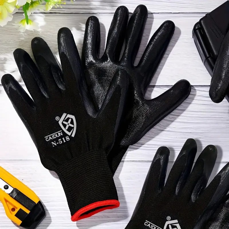 72 Pairs Heavy-Duty Rubber Coated Work Gloves - Anti-Tear Reinforced Stitching, Ergonomic Fit for Gardening, Construction & Landscaping - Durable Protective Gloves for Men