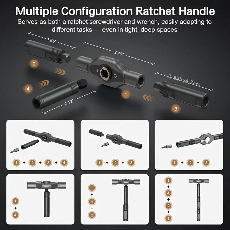 42-in-1 Magnetic Screwdriver Set-Detachable Ratchet Handle Ratcheting Screwdriver Kit, Multi-Bit Magnetic Driver Set for Furniture, Computers, Bicycles. Portable & Compact Repair Toolkit,