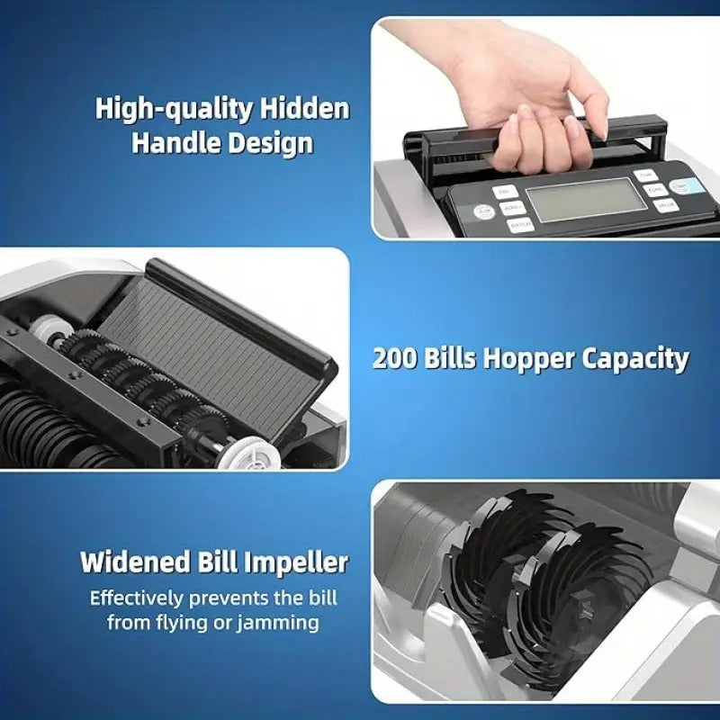Money Counter Machine, Value Counting, UV/MG/IR/MT/DD Counterfeit Detection, USD/EUR Bill Counter, Add and Batch Modes, Cash Counting Machine 1300 Bills/min