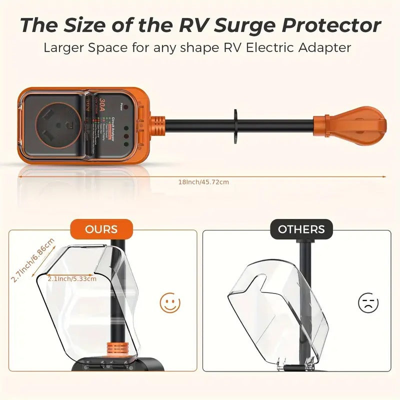 RV Surge Protector RV Circuit Analyzer Surge Guard Full Protection, RV Adapter Plug for Camper (Orange), KEENSO