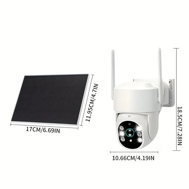 2pcs Wireless WiFi Outdoor Security Camera, Solar Powered Camera, Pan Tilt 360°ViewingAngle, PlR Human Detection, Color Night Vision, Wireless Surveillance LPCamera ForHome Security,