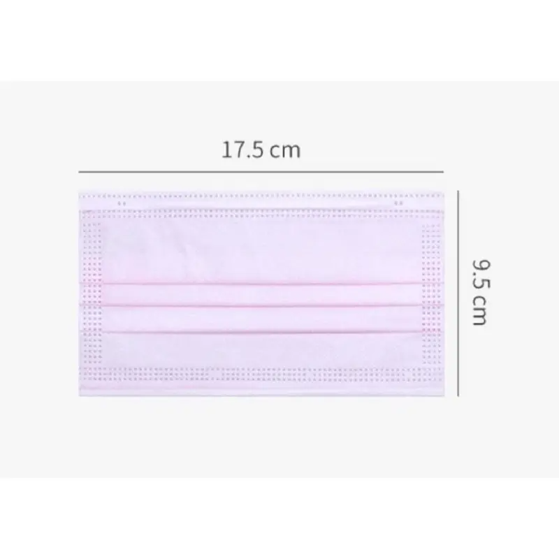 100Pcs Pink Disposable Face 3-Ply Filter Breathable Earloop Masks