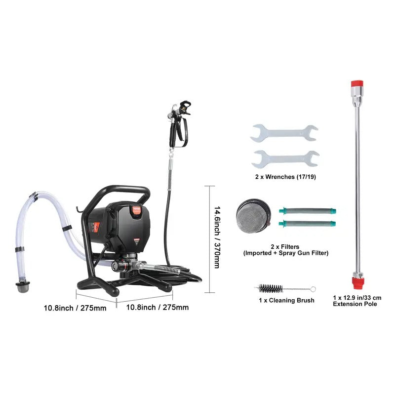 VEVOR Stand Airless Paint Sprayer, 3000PSI 750W Efficient Electric Airless Sprayer,for Home Interior and Exterior Furniture and F