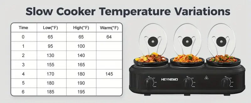 Triple Slow Cooker, 3 X 1.5QT Slow Cooker with 3 Cooking Settings, Buffet Servers and Warmers with Dishwasher-Safe Ceramic Pot, Glass Lid, Black