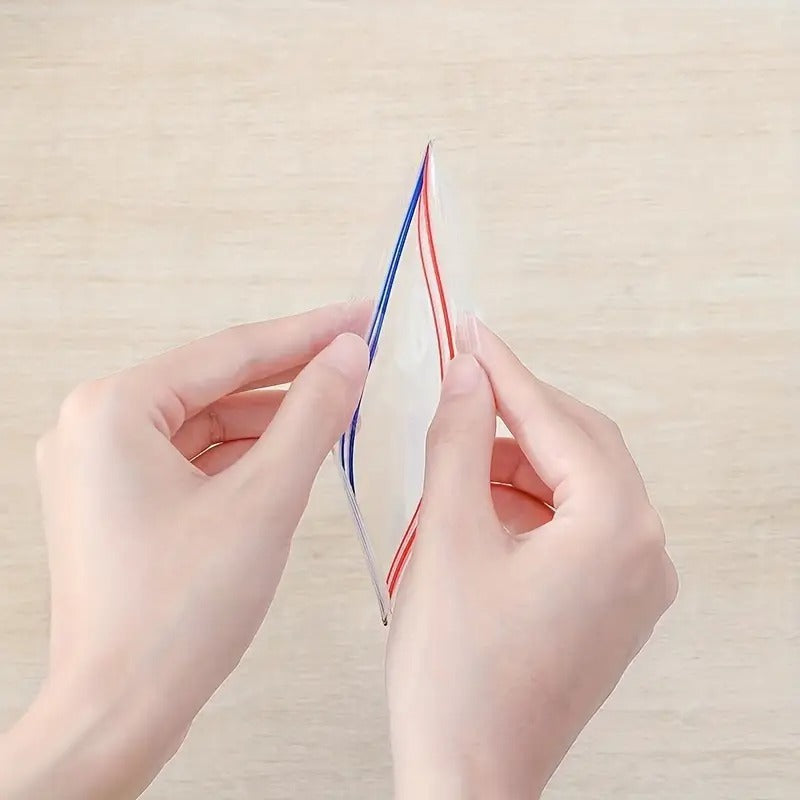 45pcs Heavy-Duty Transparent Food Storage Bags with Double Zipper-like Sealing Strip - Airtight, Leakproof, Reusable for Freshness - Ideal for Kitchen, Pantry, Freezer, Fridge - Keep Dry Goods, Meat, Vegetables,